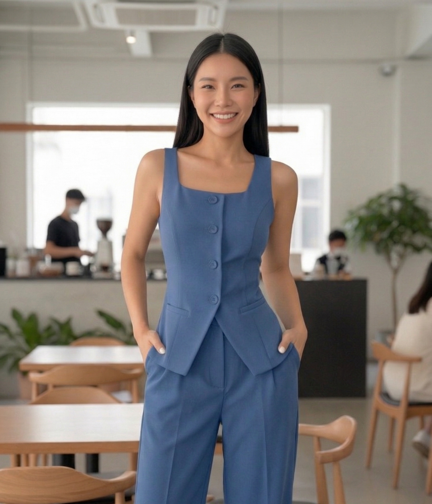 Blue Women's Tailored Vest - Custom Fit Waistcoat