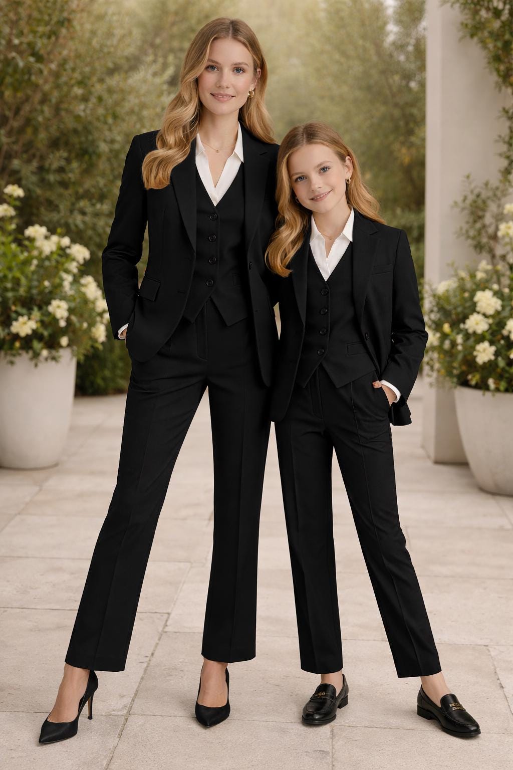 Black Mother Daughter Matching 3-Piece Suit | Custom Made Formal Outfit