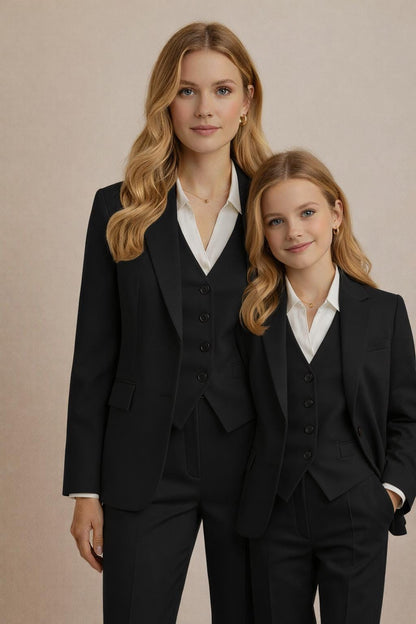 Black Mother Daughter Matching 3-Piece Suit | Custom Made Formal Outfit