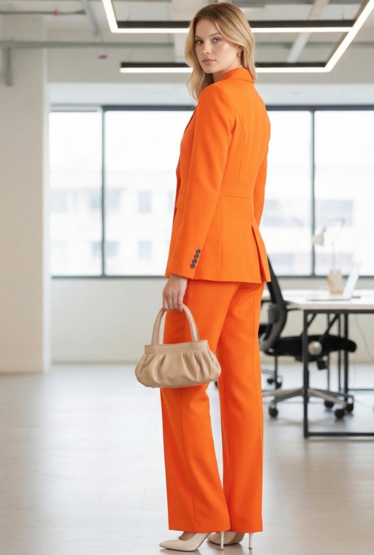 Bright Orange  Women’s 2 Piece Double Breasted Suit | Blazer & Pants | Custom Tailored Formal Outfit