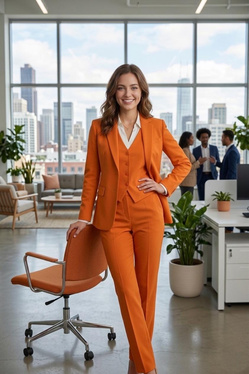 Bright Orange  Women’s 3 Piece Suit | Blazer & Pants | Custom Tailored Formal Outfit