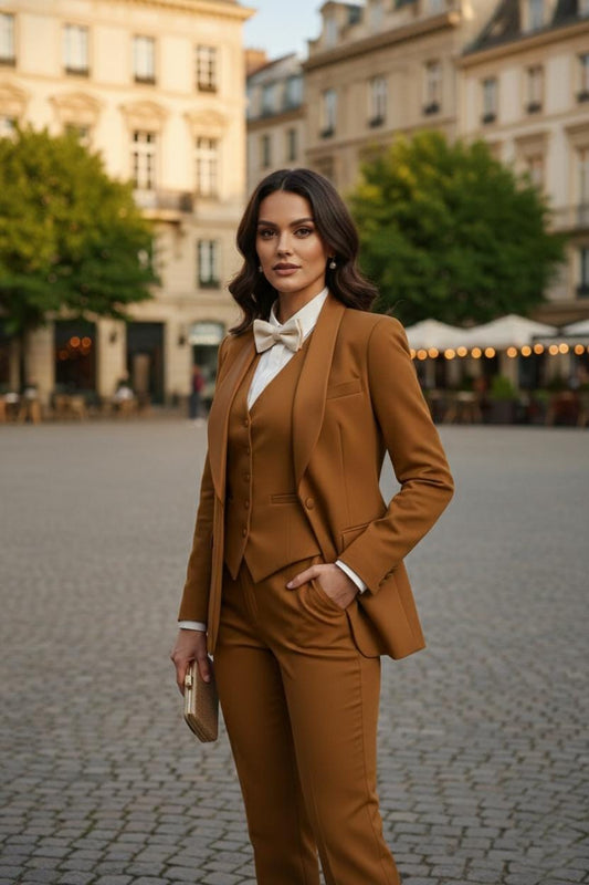 Bronze Gold Women's Suit Set | 5-Piece Formal Wedding Outfit