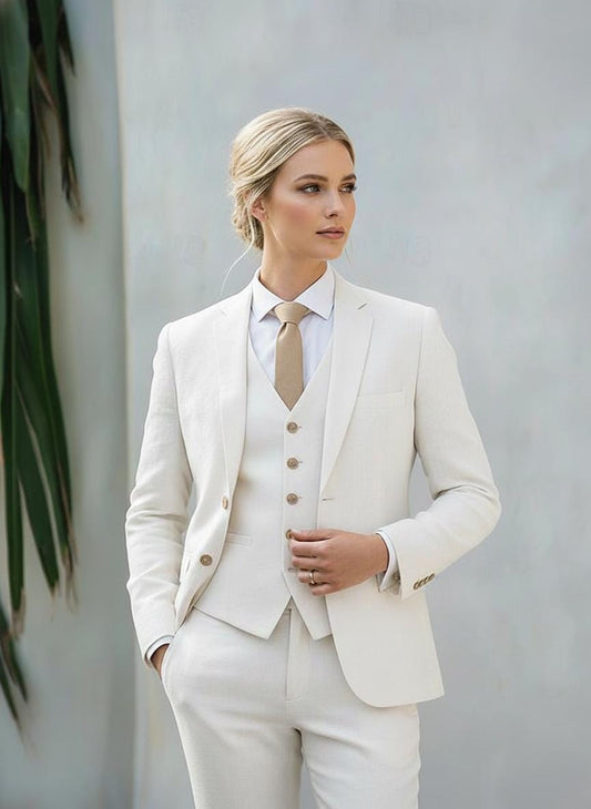 Classic Ivory: Women’s 5-Piece Custom Made-to-Measure Suit