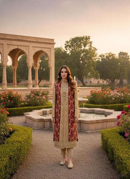 Elegant Women's Sherwani Suit | Indo-Western Designer Jodhpuri Jacket with Pants | Traditional Wedding Guest Dress