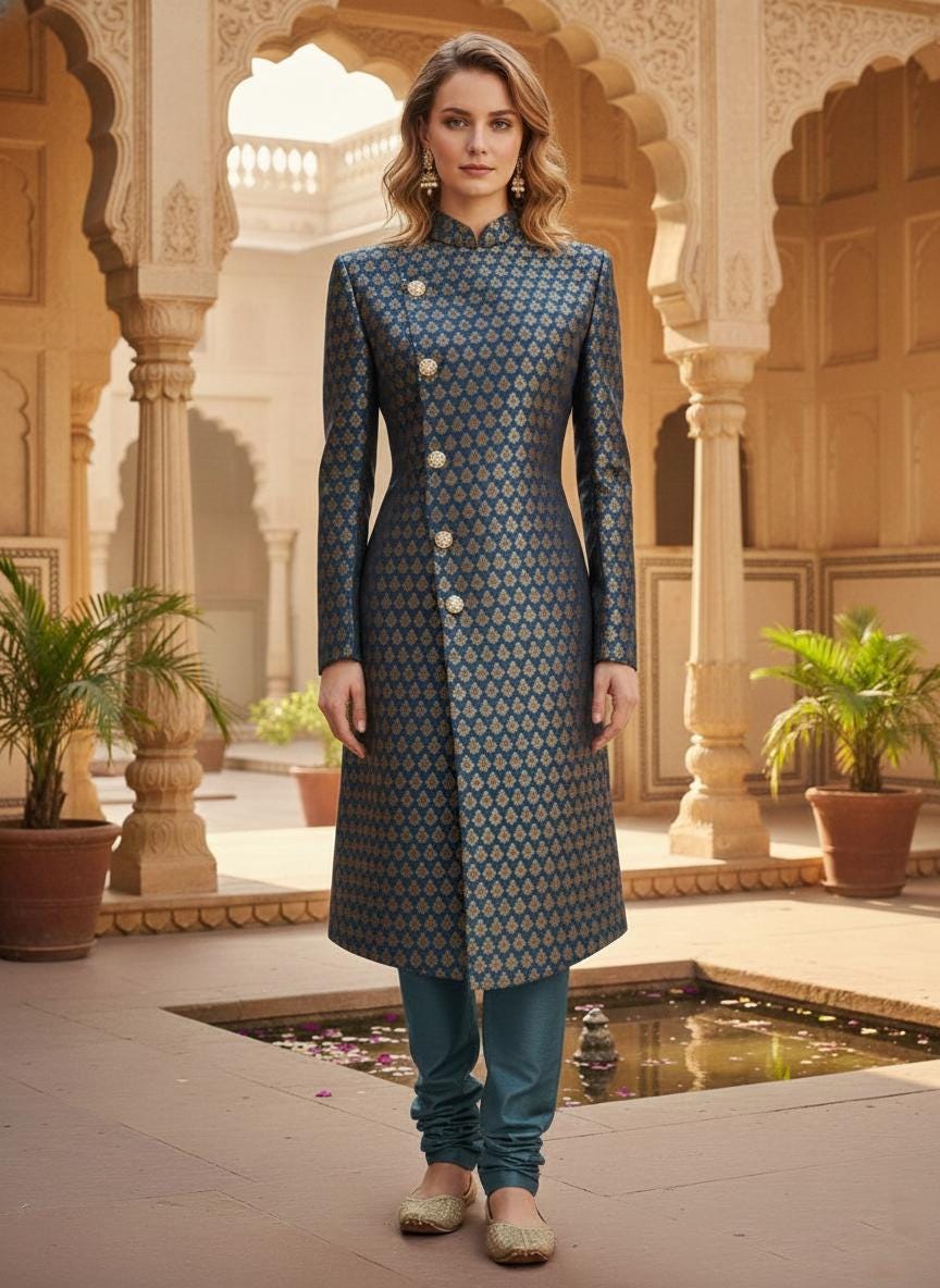 Elegant Women's Sherwani Suit | Indo-Western Jodhpuri Jacket