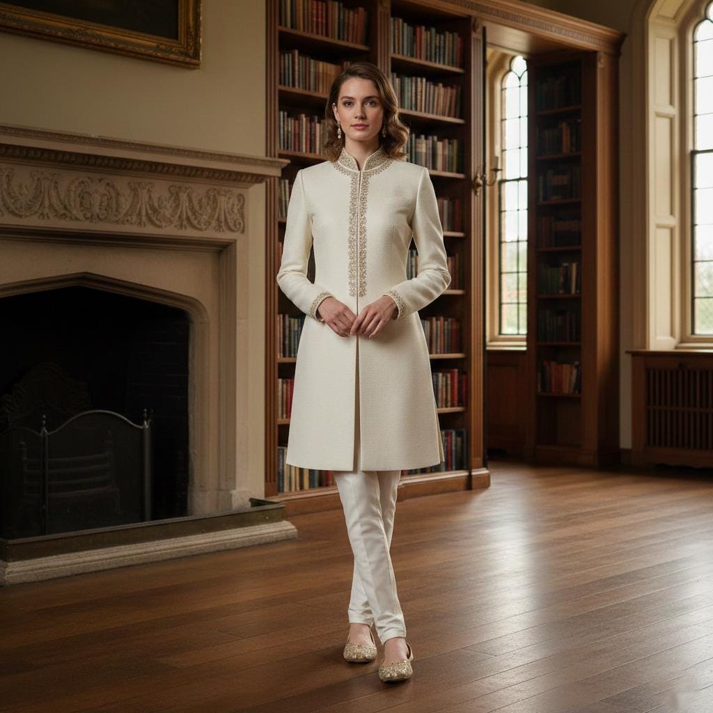 Elegant Women's Sherwani Suit | Indo-Western Jodhpuri Jacket, Pants