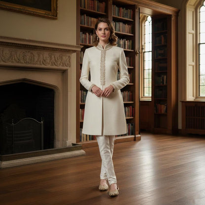 Elegant Women's Sherwani Suit | Indo-Western Jodhpuri Jacket, Pants