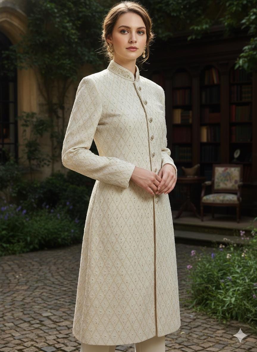 Elegant Women's Sherwani Suit | Indo-Western Wedding Guest Dress