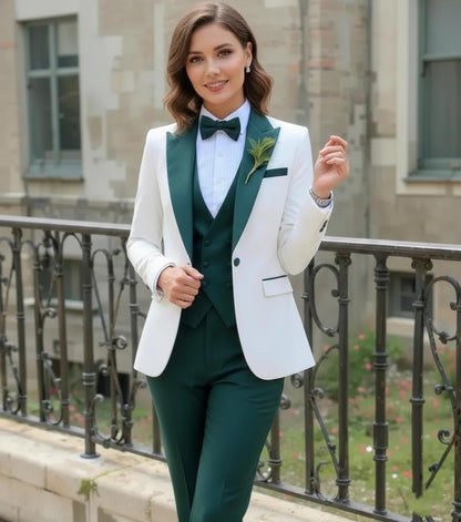 Emerald Green Tuxedo Suit | Women's 5-Piece Custom Made Pant Set