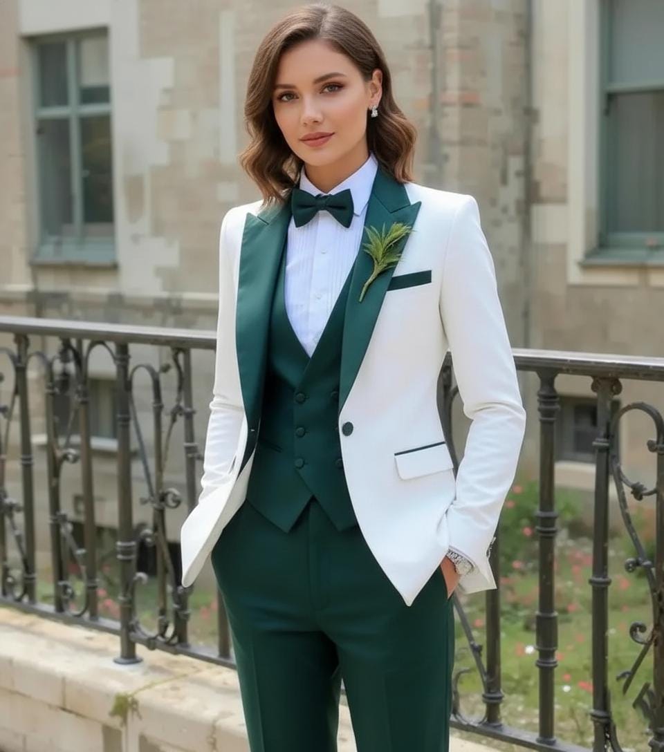 Emerald Green Tuxedo Suit | Women's 5-Piece Custom Made Pant Set