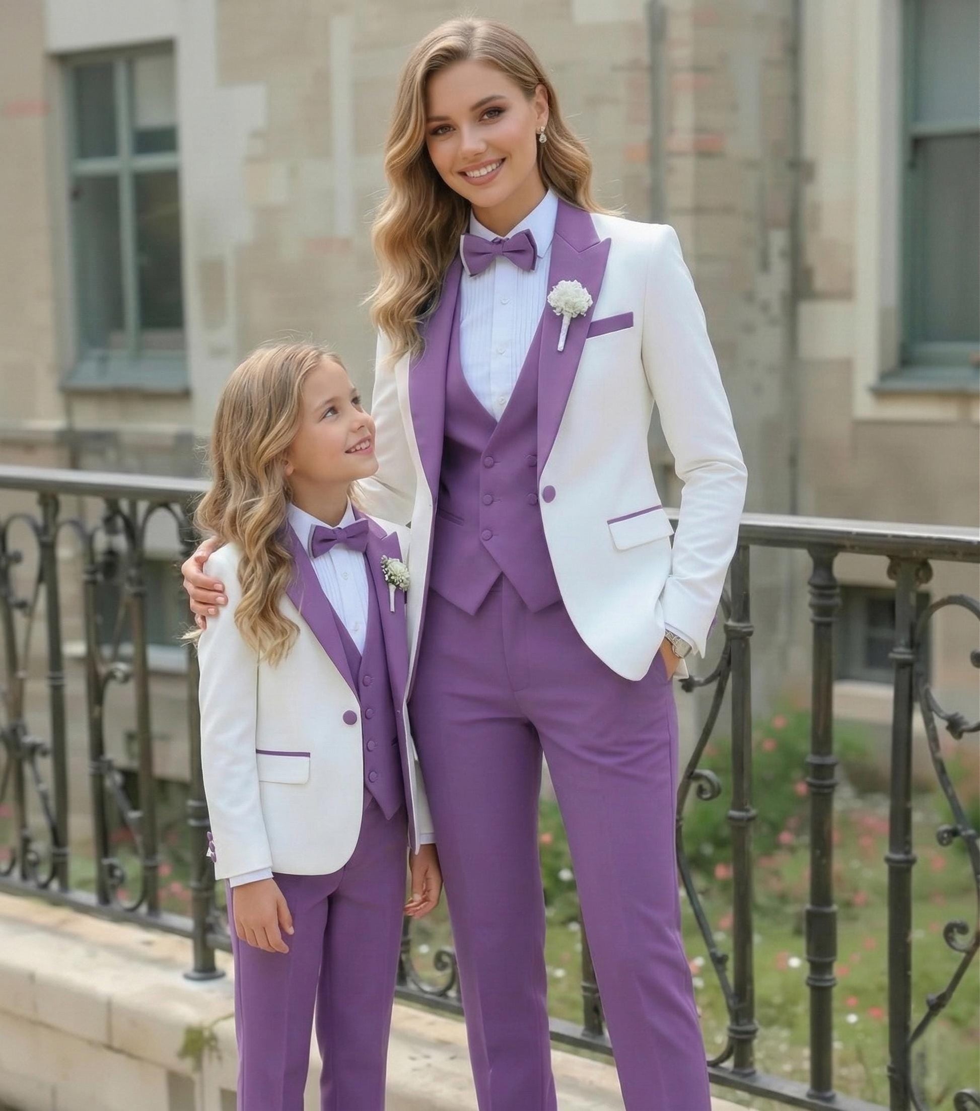 Mother Daughter Matching Lavender Tuxedo Suits | Custom Formal Pant Set