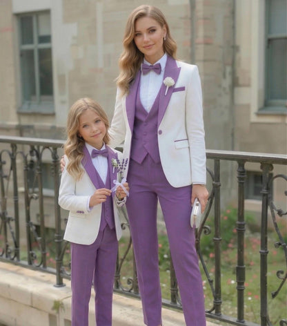 Mother Daughter Matching Lavender Tuxedo Suits | Custom Formal Pant Set