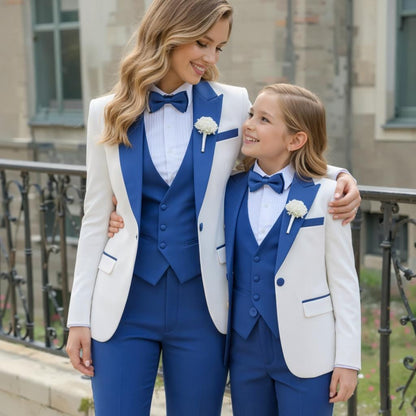 Mother Daughter Matching Royal Blue Tuxedo Suits | Custom Made Pant Set
