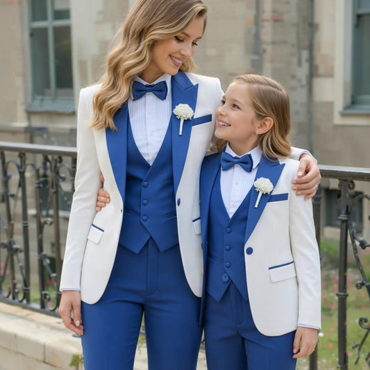 Mother Daughter Matching Royal Blue Tuxedo Suits | Custom Made Pant Set
