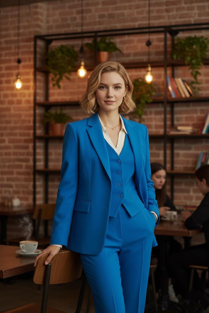 3 Piece BRIGHT BLUE Women’s  Suit | Elegant Formal Pant Set | Custom Made to Measure