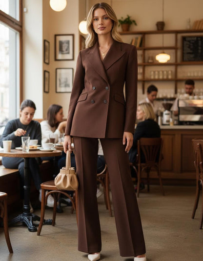 2 Piece COFFEE BROWN Women’s  Suit | Elegant Formal Pant Set | Custom Made to Measure