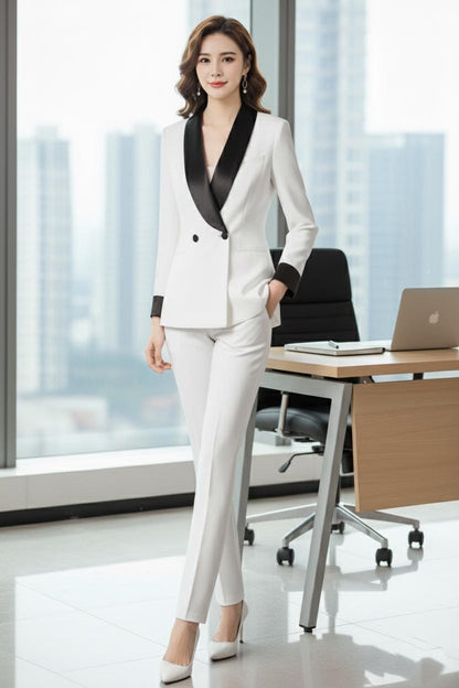 3 Piece White Women’s Tuxedo Suit | Elegant Formal Pant Set | Custom Made to Measure