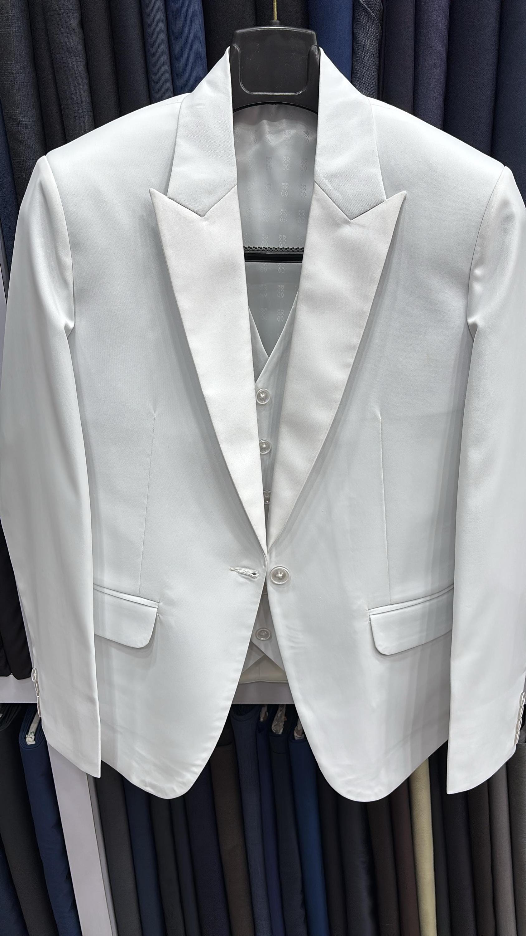 3 Piece White Women’s Tuxedo Suit | Elegant Formal Pant Set | Custom Made to Measure