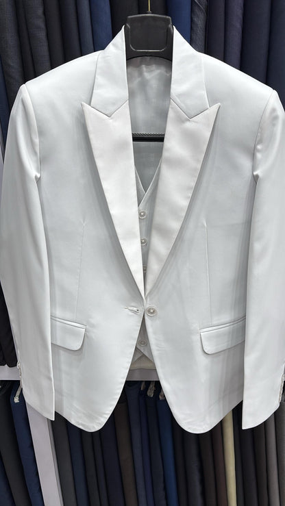 3 Piece White Women’s Tuxedo Suit | Elegant Formal Pant Set | Custom Made to Measure
