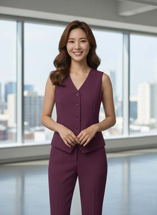 Purple Tailored Vest - Custom Fit Sleeveless Waistcoat