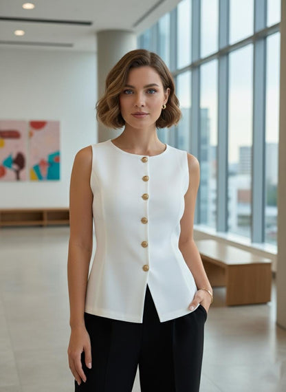 White Tailored Vest: Custom Fit Sleeveless Waistcoat