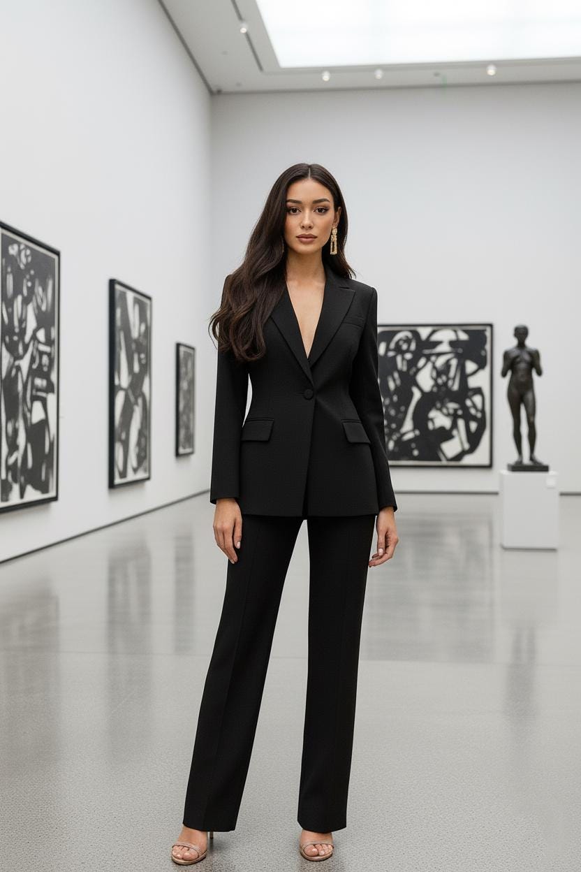 Women’s BLACK 2 Piece Suit | Blazer & Pants | Custom Tailored Formal Outfit
