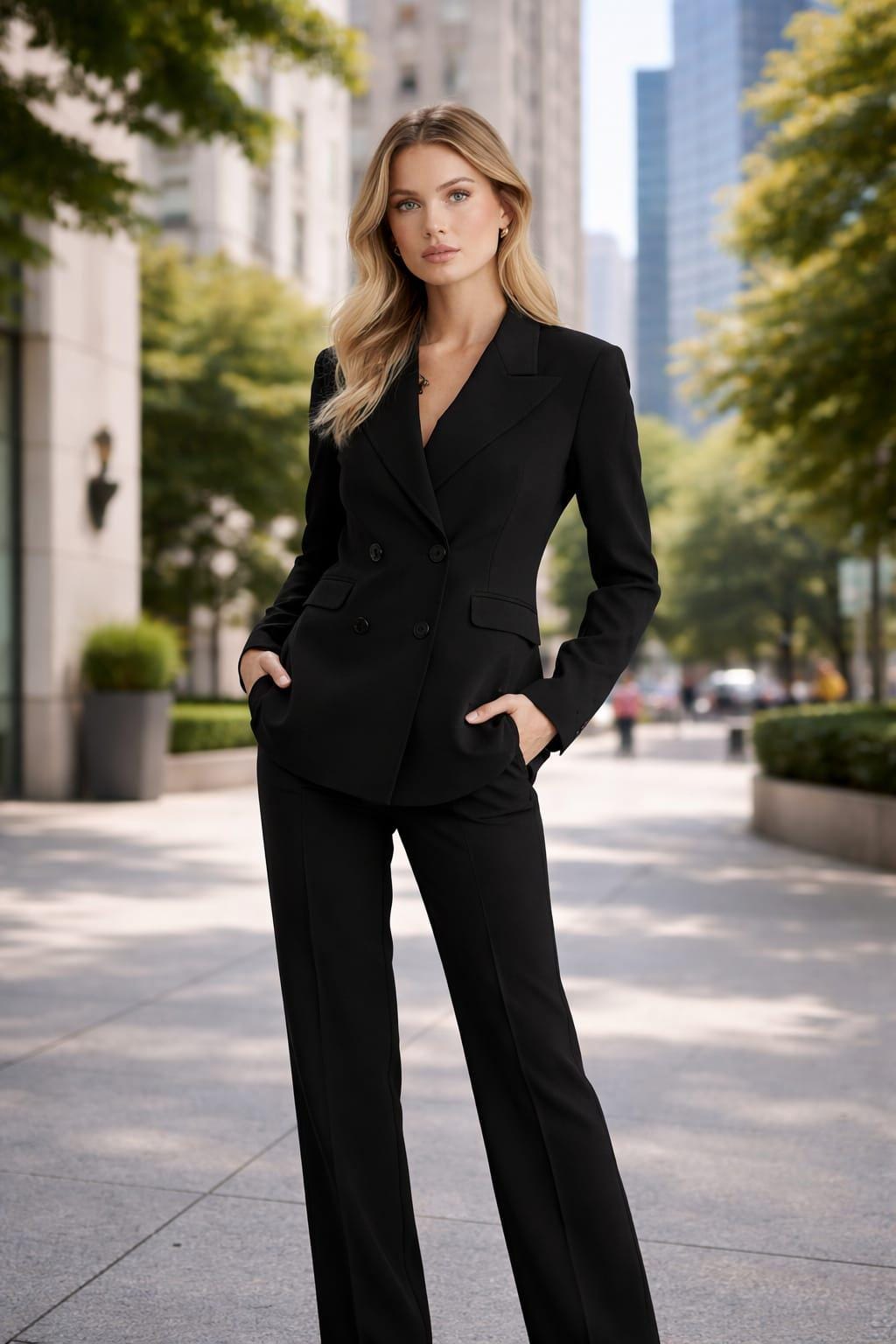 Women’s BLACK 2 Piece Suit | Blazer & Pants | Custom Tailored Formal Outfit