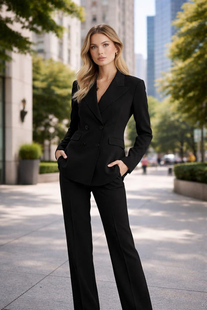 Women’s BLACK 2 Piece Suit | Blazer & Pants | Custom Tailored Formal Outfit