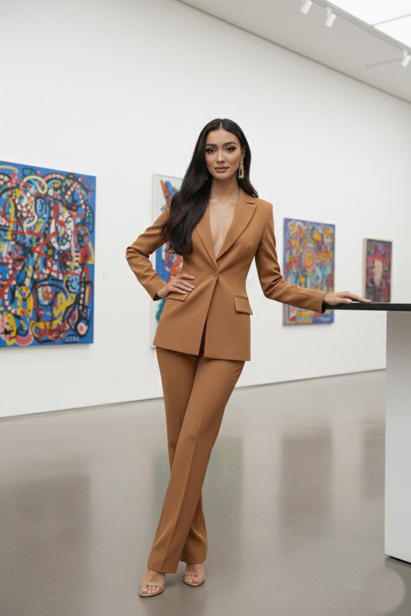Women’s DUSTY BROWN color 2 Piece Suit | Blazer & Pants | Custom Tailored Formal Outfit
