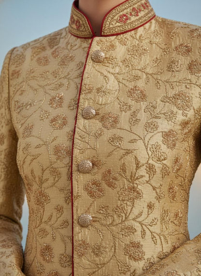 Women's Ivory Sherwani Suit | Indo-Western Jodhpuri Jacket with Pants