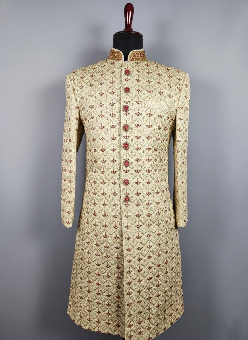Women's Ivory Sherwani Suit | Indo-Western Jodhpuri Jacket with Pants