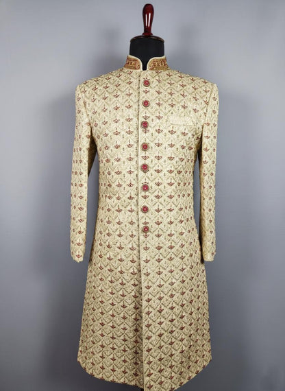 Women's Ivory Sherwani Suit | Indo-Western Jodhpuri Jacket with Pants