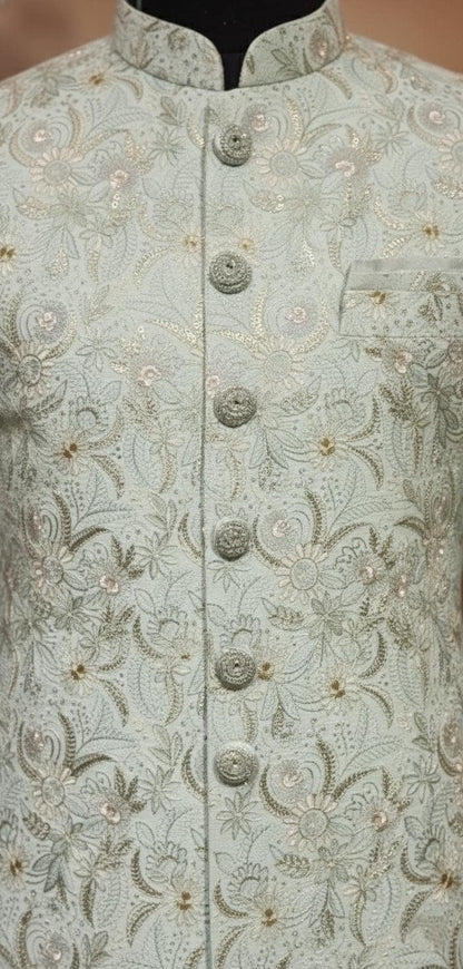 Women's Ivory Sherwani Suit | Indo-Western Jodhpuri Jacket with Pants