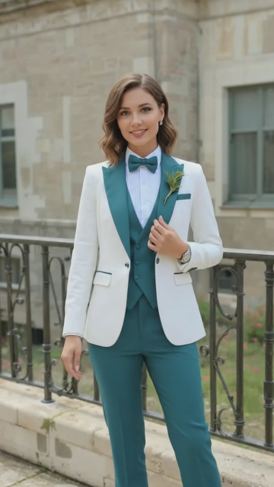 Emerald Green Tuxedo Suit | Women's 5-Piece Custom Made Pant Set