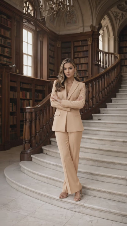 Women’s BEIGE color 2 Piece Suit | Blazer & Pants | Custom Tailored Formal Outfit