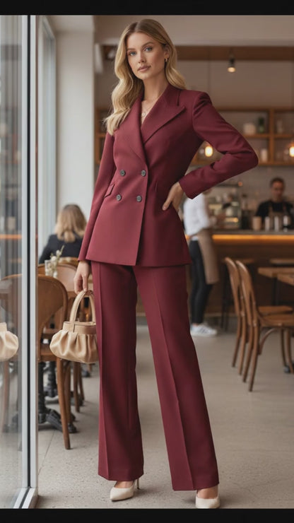 Maroon Women's Suit: Custom Made Elegant Pant Set