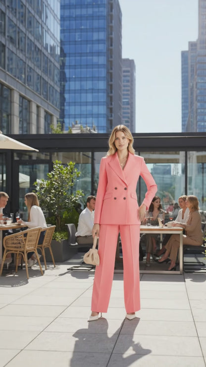 2 Piece CORAL PINK Women’s  Suit | Elegant Formal Pant Set | Custom Made to Measure