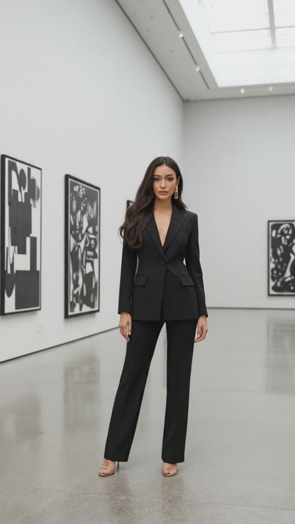 Women’s BLACK 2 Piece Suit | Blazer & Pants | Custom Tailored Formal Outfit