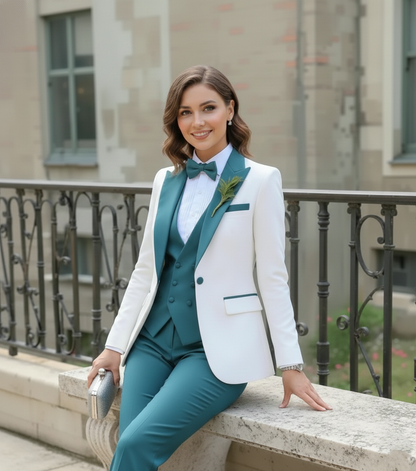 Emerald Green Tuxedo Suit | Women's 5-Piece Custom Made Pant Set